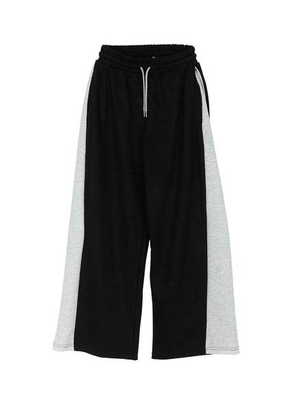 Men's Two-Tone Sweatpants IL528 in Black, size M/L