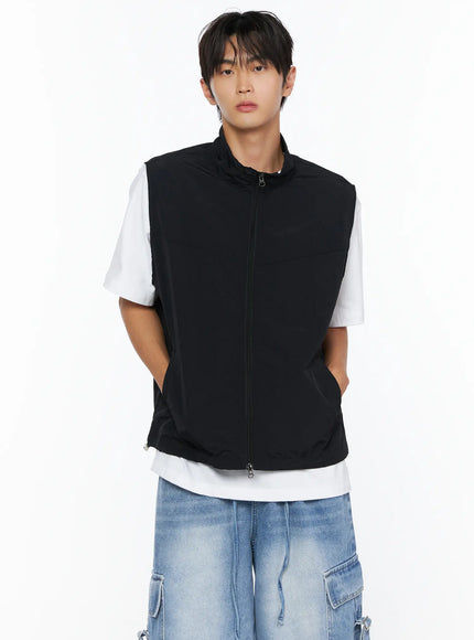 Men's Two-Way Anorak Vest IL515 in Black, size S/M
