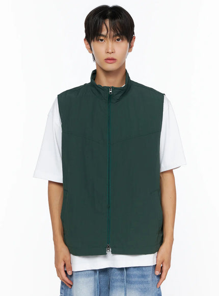 Men's Two-Way Anorak Vest IL515 in Dark green, size S/M