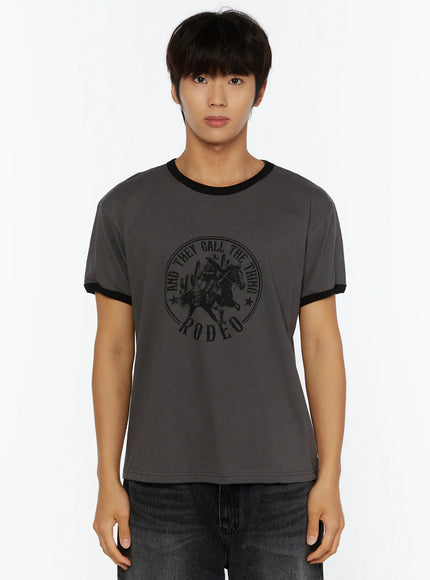 Men's Vintage Rodeo T-Shirt IL513 in Dark gray, size M/L