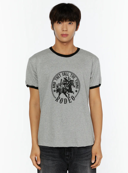Men's Vintage Rodeo T-Shirt IL513 in Gray, size M/L