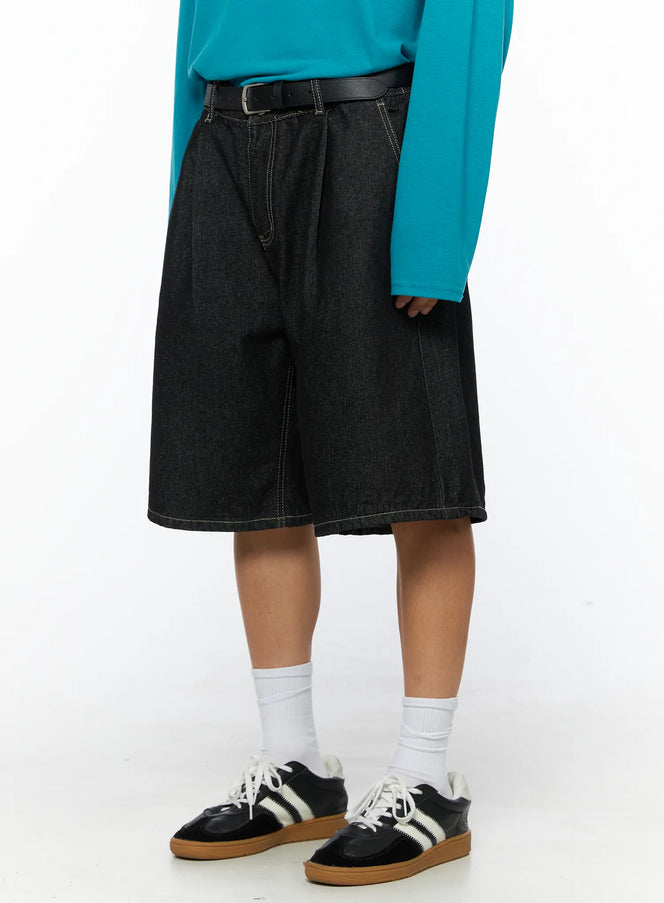 Men's Wide Leg Jorts IL528 in Black, size S