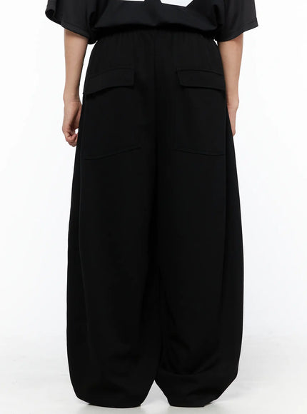 Men's Wide Leg Sweatpants (Black) IL514 in Black, size M/L