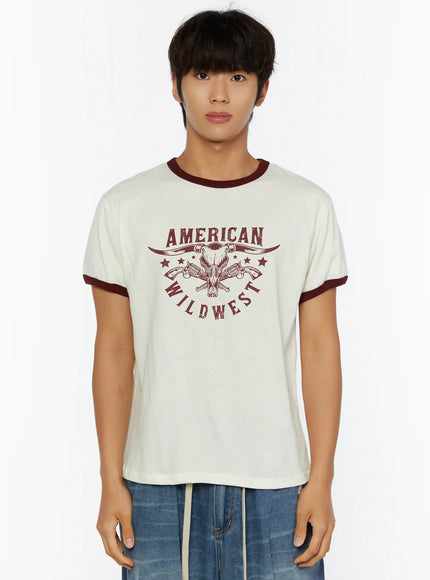 Men's Wild West Graphic T-Shirt IL513 in Dark red, size M/L