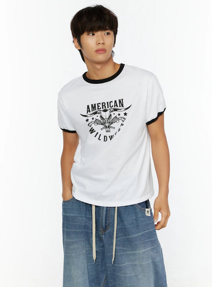 Men's Wild West Graphic T-Shirt IL513 in White, size M/L