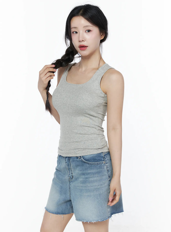 Minimalist Slim-Fit Tank Top IU525 in Gray, size S/M