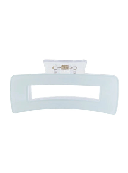 LEWKIN Mint Square Hair Pin IL514 mint front view flat lay showing rectangular open-frame design with clear spring hinge mechanism