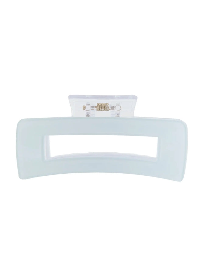 LEWKIN Mint Square Hair Pin IL514 mint front view flat lay showing rectangular open-frame design with clear spring hinge mechanism