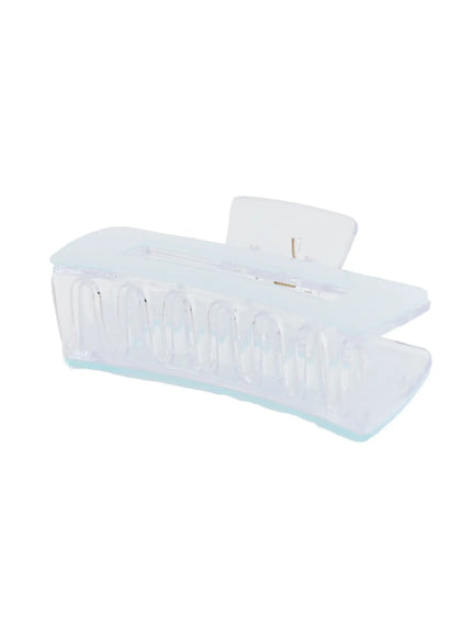 Mint Square Hair Pin IL514 mint angled view showing inner comb teeth rows and open clip jaw with visible gold spring mechanism