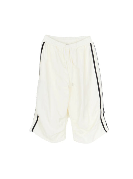 Nylon Track Bermuda Pants CU523 in Light beige, size S/M