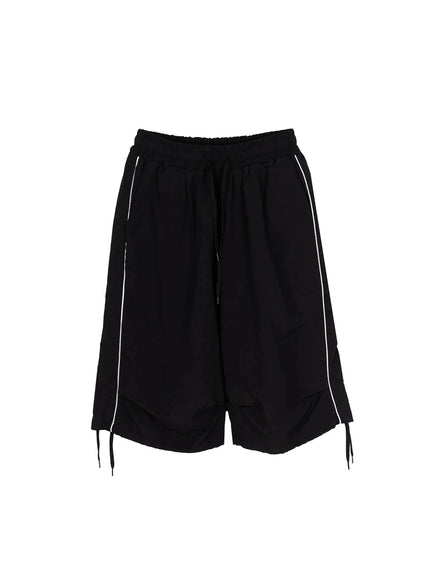 Nylon Wide-Leg Shorts IL524 in Black, size S/M