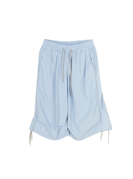 Nylon Wide-Leg Shorts IL524 in Light blue, size S/M