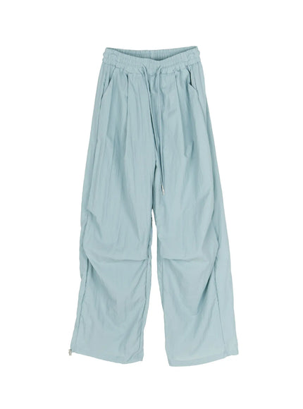 Nylon Wide Pants CL514 in Blue, size M/L