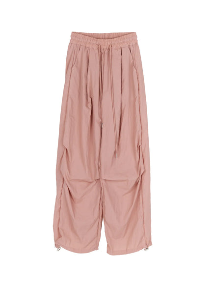 Nylon Wide Pants CL514 in Pink, size M/L