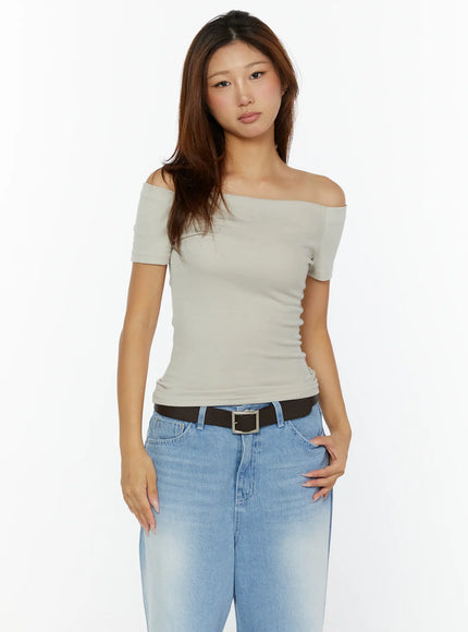 Off-Shoulder Fitted Top CL515 in Beige, size S/M