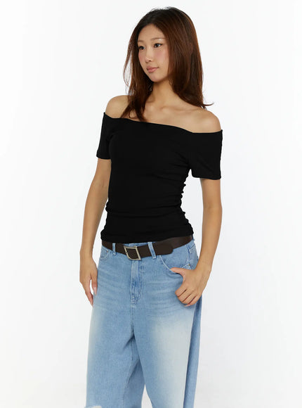 Off-Shoulder Fitted Top CL515 in Black, size S/M