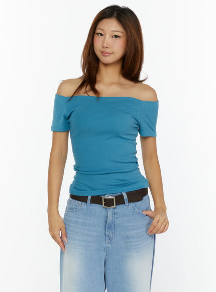 Off-Shoulder Fitted Top CL515 in Blue, size S/M