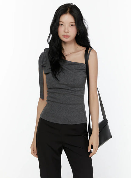 One-Shoulder Bow Top CL521 in Dark gray, size S/M