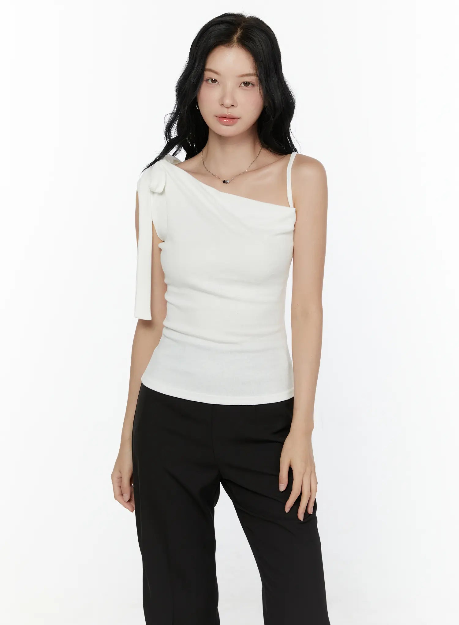 One-Shoulder Bow Top CL521 in White, size S/M