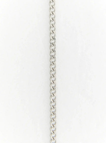 Opal Crystal Necklace IL517 silver close-up detail of slim curb chain links on white background