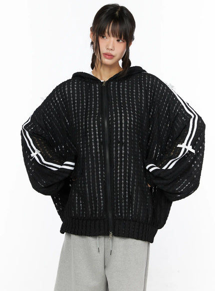 Oversized Bow Detail Windbreaker CU530 in Black, size M/L