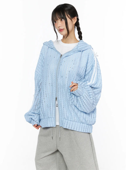 Oversized Bow Detail Windbreaker CU530 in Light blue, size M/L