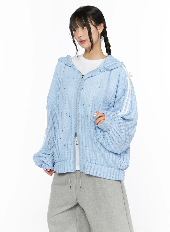 Oversized Bow Detail Windbreaker CU530 in Light blue, size M/L