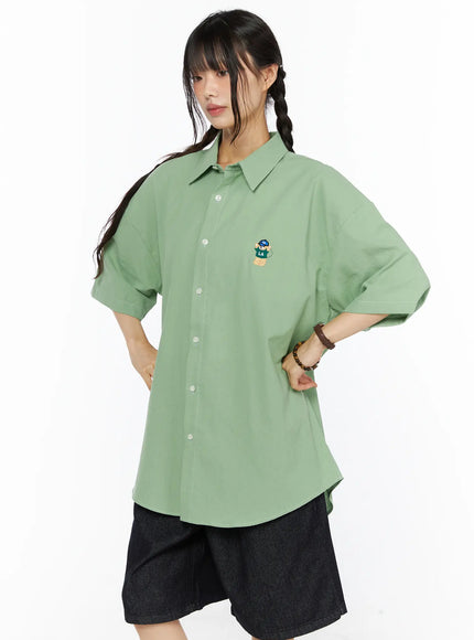 Oversized Button-Up Shirt CU530 in Green, size M/L