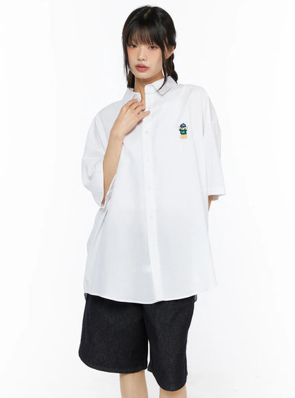 Oversized Button-Up Shirt CU530 in White, size M/L