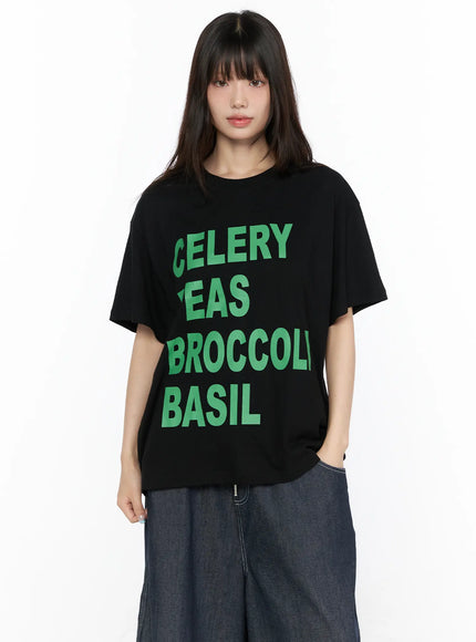 Oversized Graphic Tee CL522 in Black, size M/L