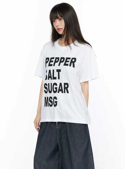 Oversized Graphic Tee CL522 in White, size M/L