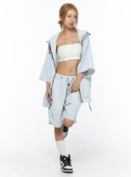 Oversized Plaid Windbreaker CU523 in Light blue, size M