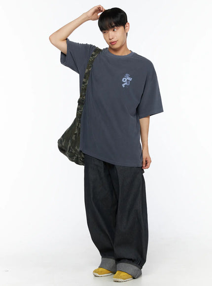 Oversized Seoul Graphic T-Shirt IL516 in Dark blue, size M/L