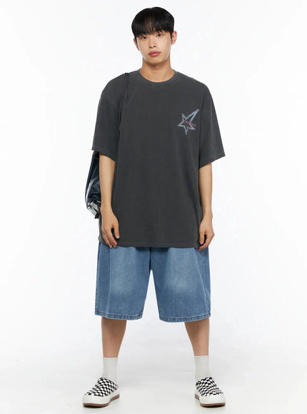 Oversized Star Graphic T-Shirt IL516 in Dark gray, size M/L