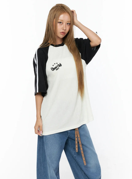Oversized Waffle Knit Tee CU523 in Black, size M/L