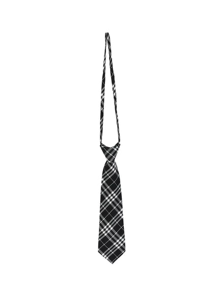 Plaid Adjustable Tie IL516 in Black, size One Size