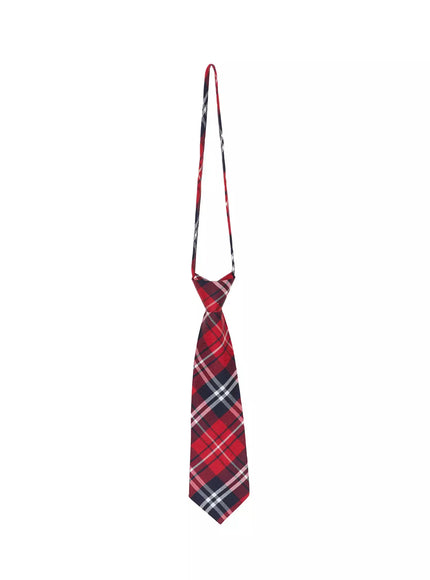 Plaid Adjustable Tie IL516 in Red, size One Size