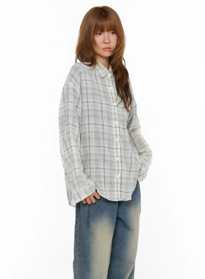 LEWKIN Plaid Oversize Blouse CL503 — view 1