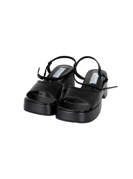 Plaid Slingback Platform Heels CL523 in Black, size 230 / US6