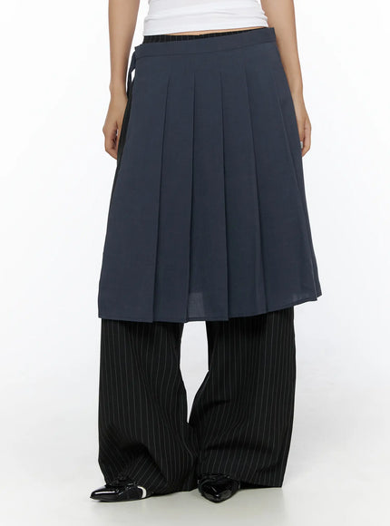 Pleated Midi Wrap Skirt CL513 in Dark gray, size S/M