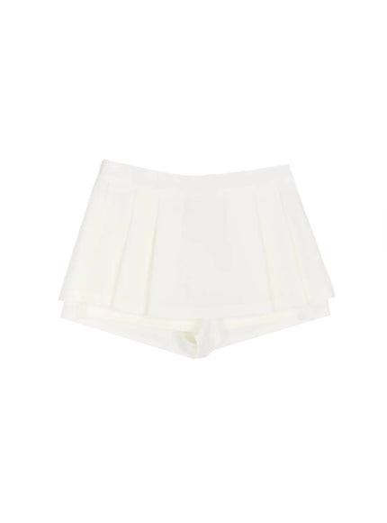 Pleated Mini Skirt IL523 in White, size S