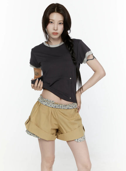 Pocket Ringer Tee IL521 in Dark gray, size S/M