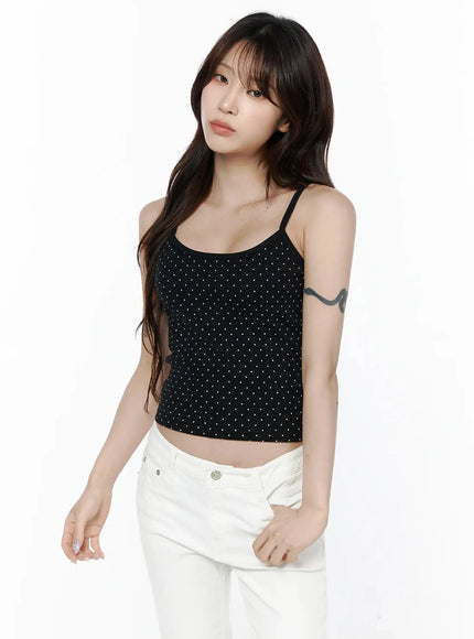 Polka Dot Cami Tank Top IL506 in Black, size S/M