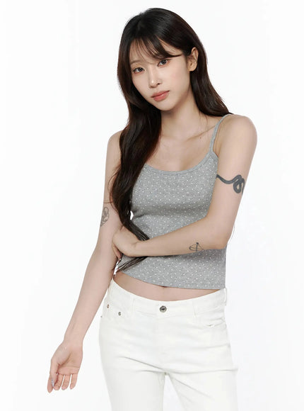 Polka Dot Cami Tank Top IL506 in Gray, size S/M
