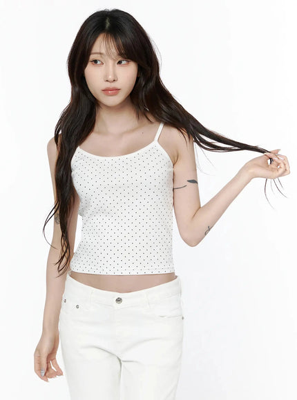 Polka Dot Cami Tank Top IL506 in White, size S/M