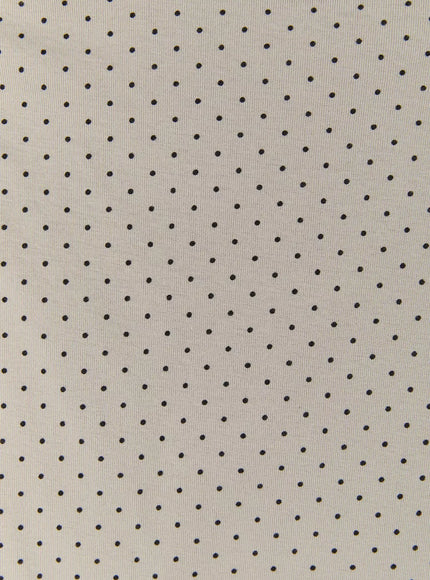 Polka Dot Halter Top IL502 Khaki fabric close-up showing off-white base with small dark polka dot knit texture detail