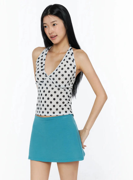 Polka Dot Halter Top IL509 in White, size S/M
