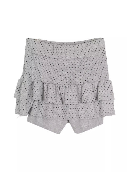 Polka Dot Layered Skort IL506 in Gray, size S/M