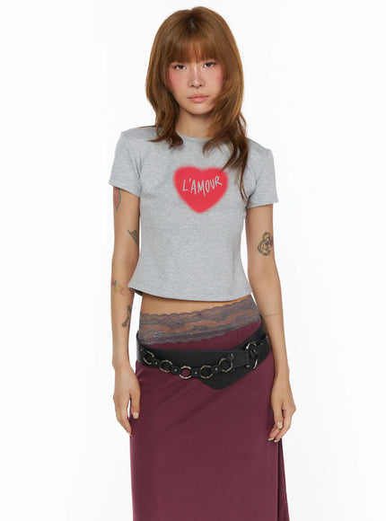 Polka Dot Slim Top CL503 in Gray, size S/M