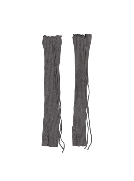 Ribbed Buttoned Leg Warmers CL523 in Gray, size One Size